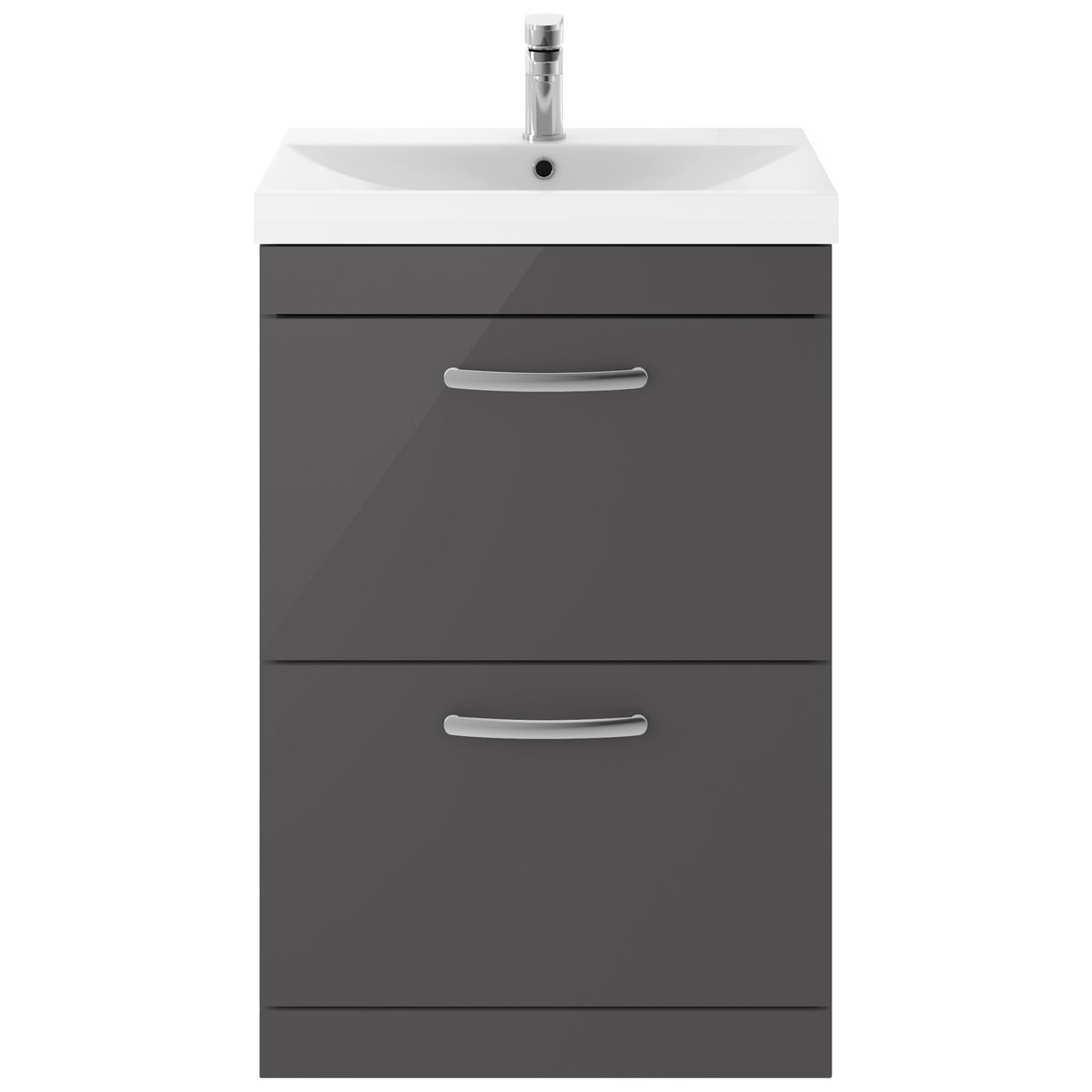 Athena 600mm Floor Standing 2-Drawer Vanity Unit & Thin-Edge Ceramic Basin