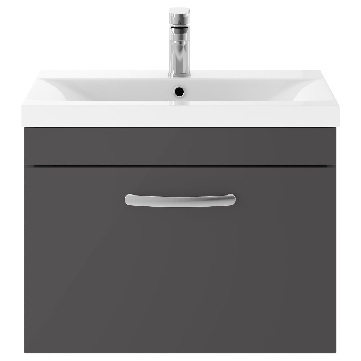 Athena 600mm Wall Hung 1-Drawer Vanity Unit With Mid-Edge Ceramic Basin
