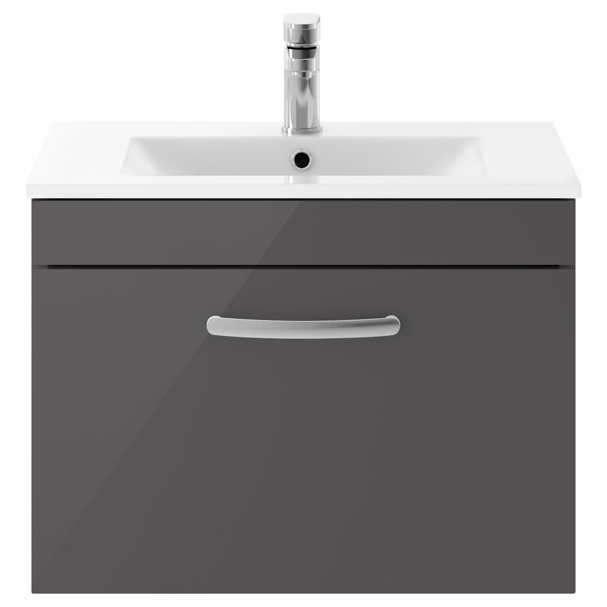 Athena 600mm Wall Hung 1-Drawer Vanity Unit & Minimalist Ceramic Basin