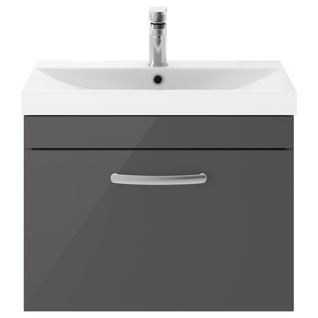 Athena 600mm Wall Hung 1-Drawer Vanity Unit & Thin-Edge Ceramic Basin