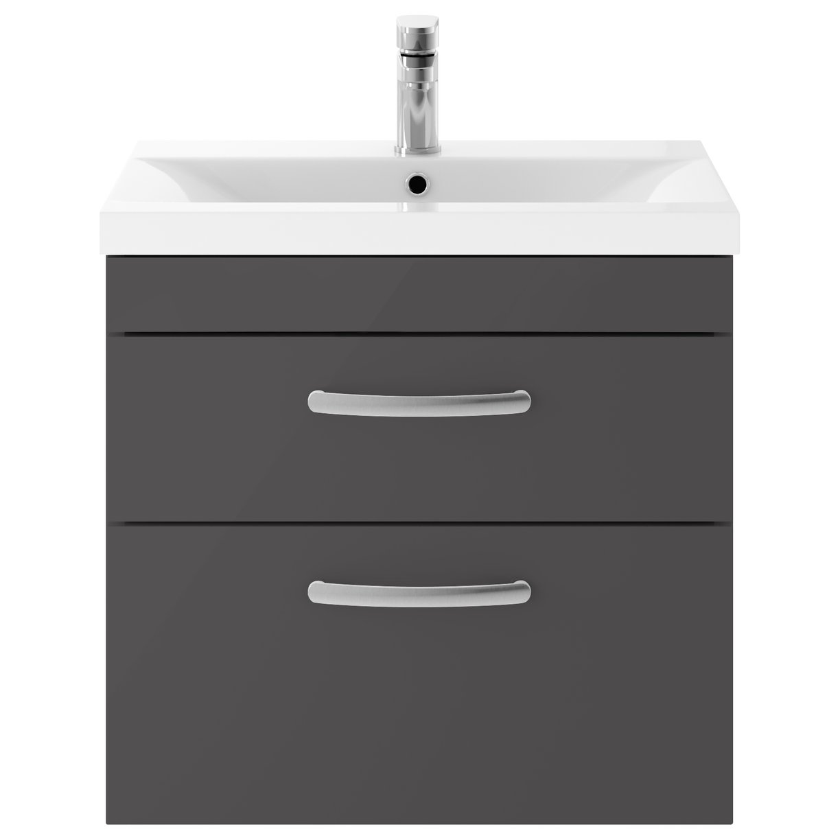 Athena 600mm Wall Hung 2-Drawer Vanity Unit & Mid-Edge Ceramic Basin