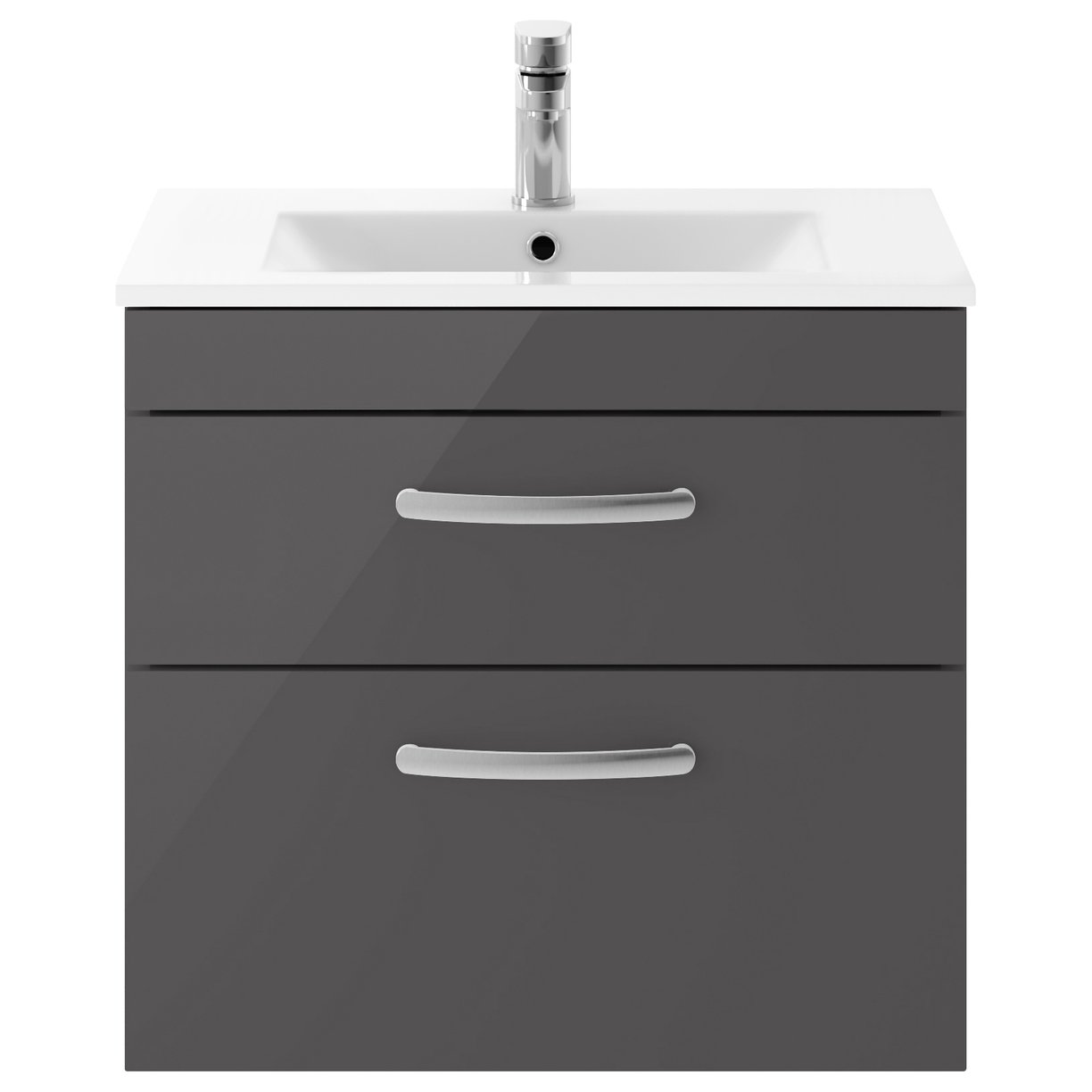 Athena 600mm Wall Hung 2-Drawer Vanity Unit & Minimalist Ceramic Basin
