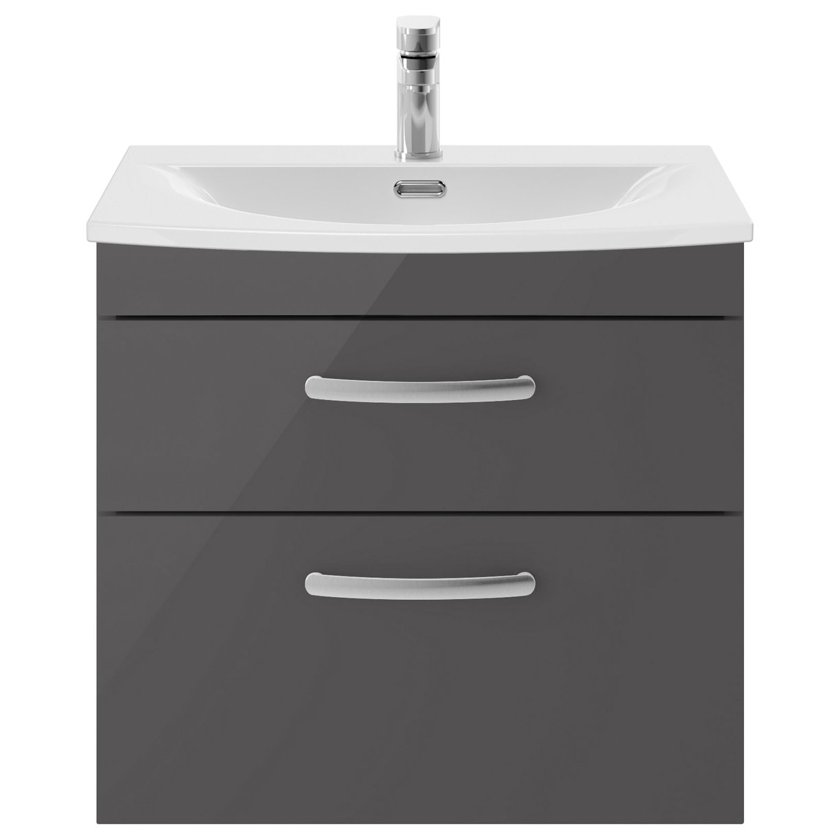 Athena 600mm Wall Hung 2-Drawer Vanity Unit & Curved Ceramic Basin