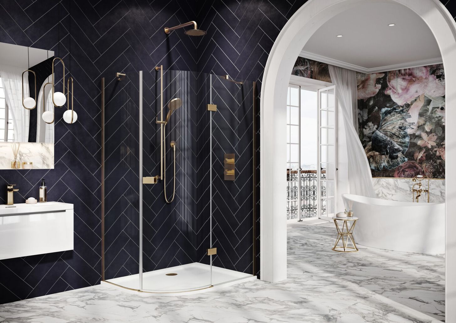 Athena Hinged Offset Quadrant 1200 x 800mm
