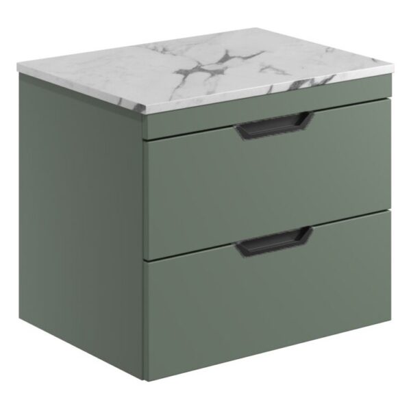 Aubrey 600 Wall Hung Vanity Unit (inc. Black Handles) & Countertop