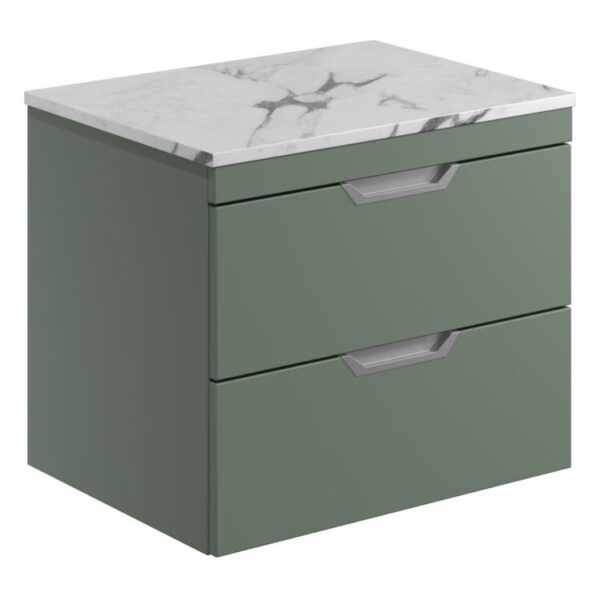 Aubrey 600 Wall Hung Vanity Unit (inc. Brushed Nickel Handles) & Countertop