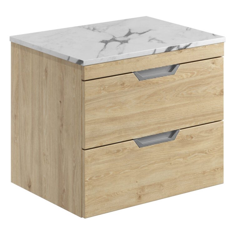 Aubrey 600 Wall Hung Vanity Unit (inc. Brushed Nickel Handles) & Countertop