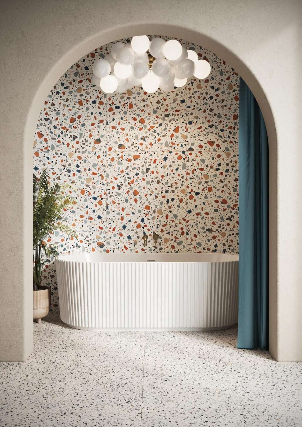 Labyrinth 1700 x 800 x 600mm Fluted Back To Wall Bath