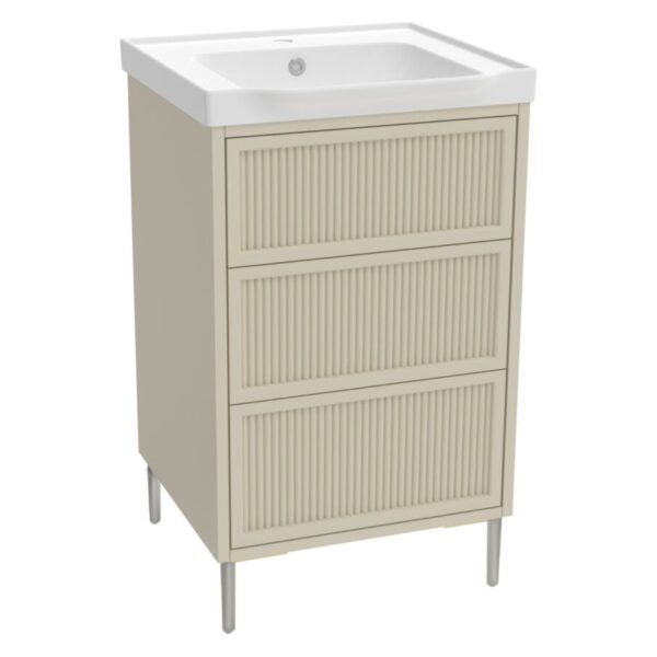 Bota 500 Floor Standing Fluted Vanity Unit (inc. Chrome Leg Set) & Basin