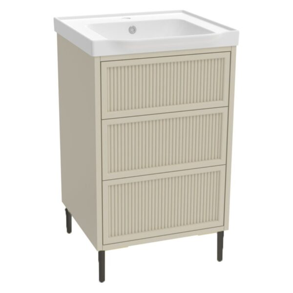Bota 500 Floor Standing Fluted Vanity Unit (inc. Matt Black Leg Set) & Basin