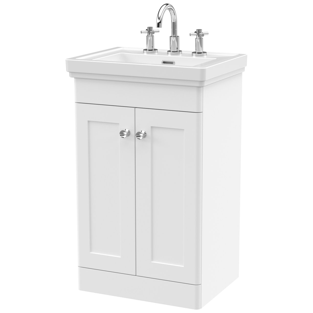 Classique 500mm Floor Standing 2-Door Vanity Unit & Ceramic Basin (3 Tap Hole)