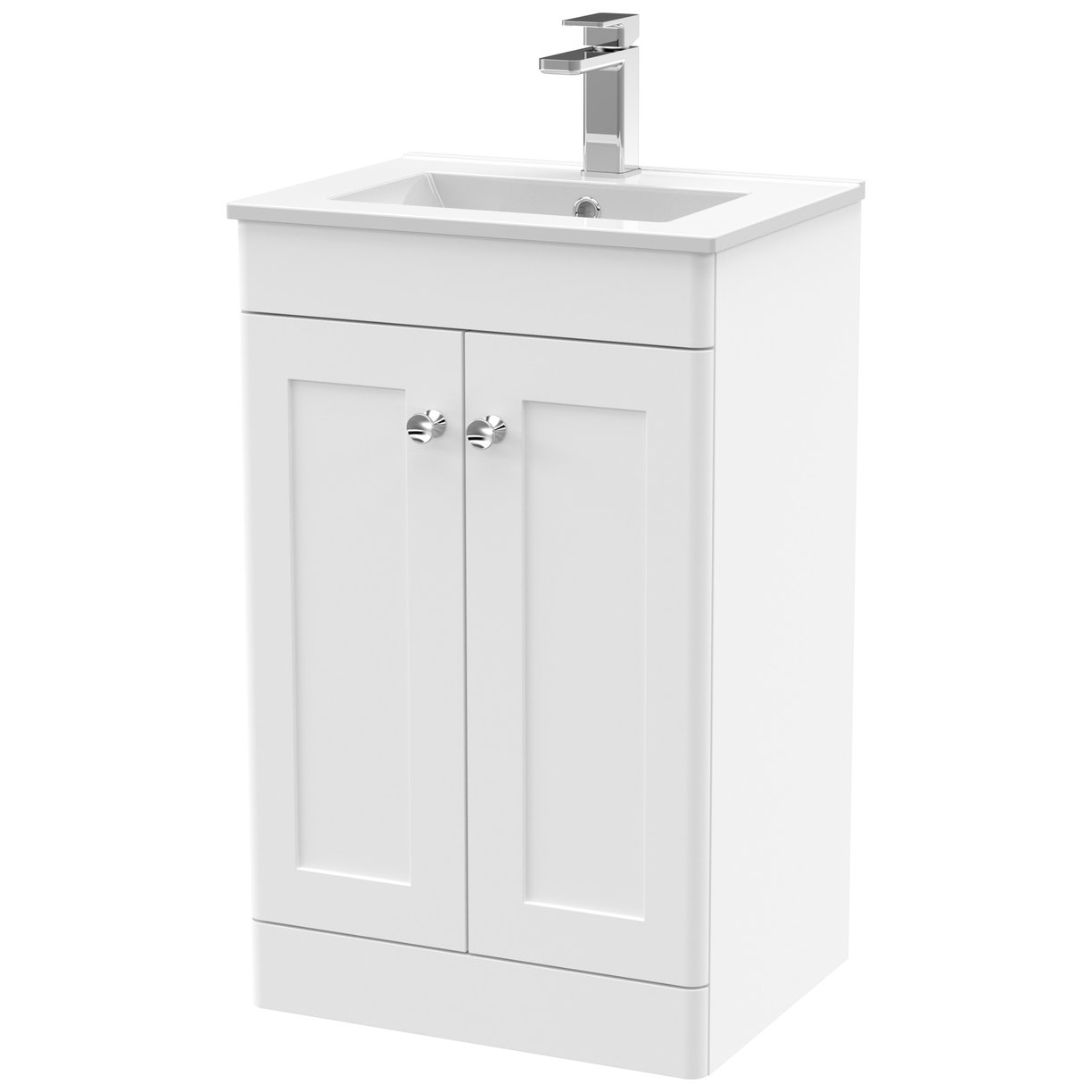 Classique 500mm Floor Standing 2-Door Vanity Unit & Minimalist Ceramic Basin