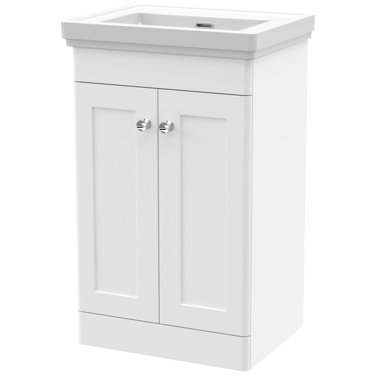 Classique 500mm Floor Standing 2-Door Vanity Unit & Ceramic Basin (No Tap Hole)