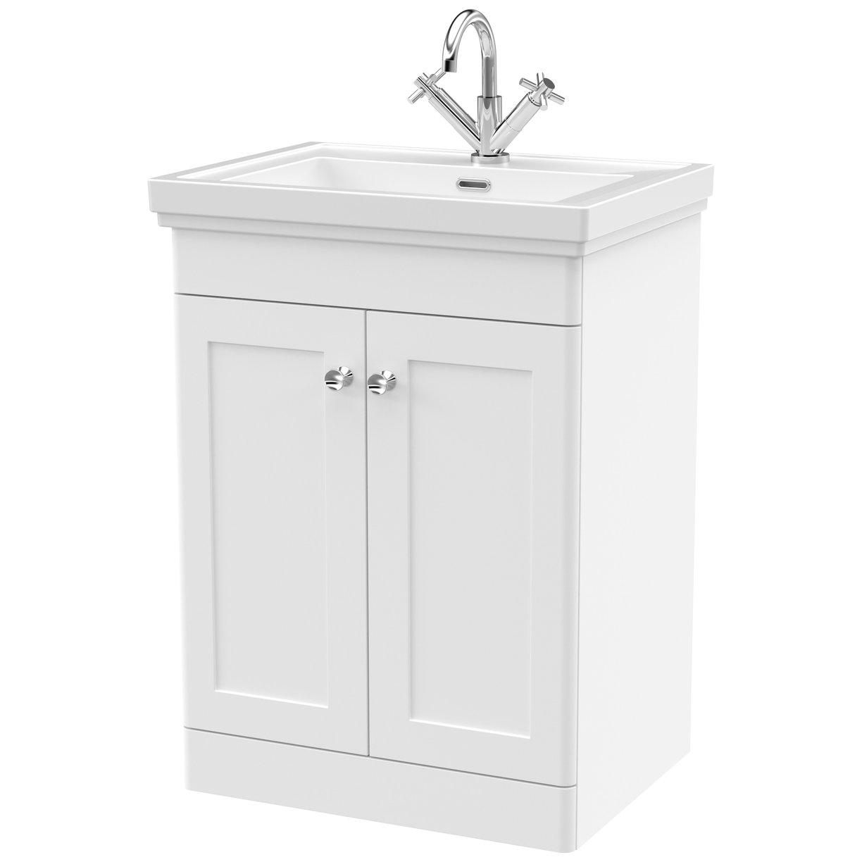 Classique 600mm Floor Standing 2-Door Vanity Unit & Ceramic Basin