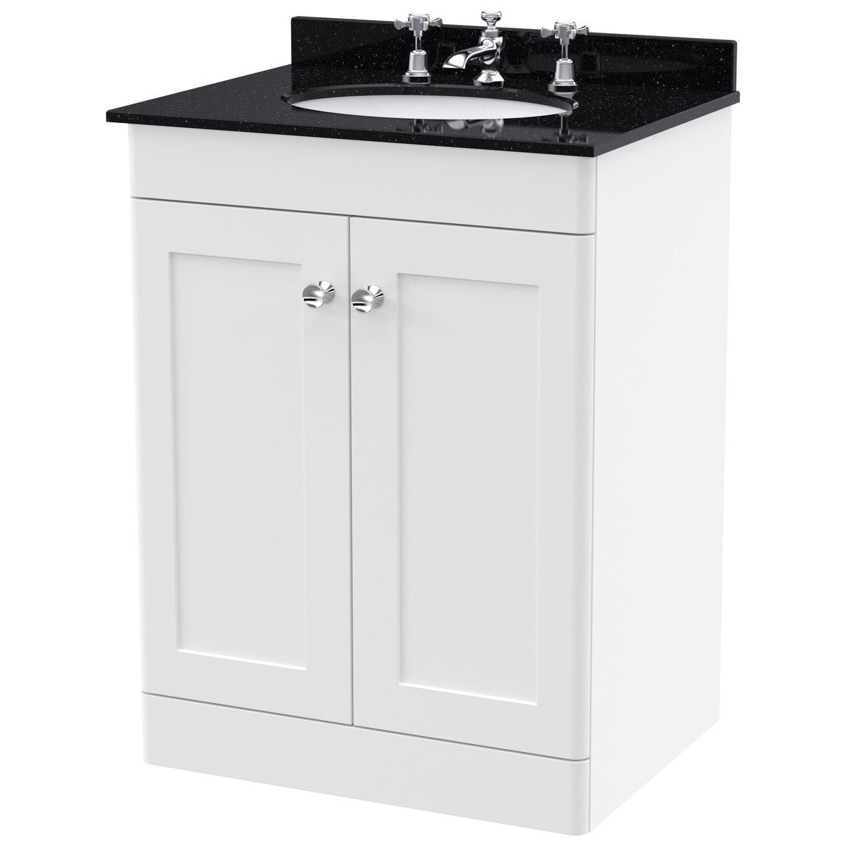 Classique 600mm Floor Standing 2-Door Vanity Unit & Marble Top (3 Tap Hole)