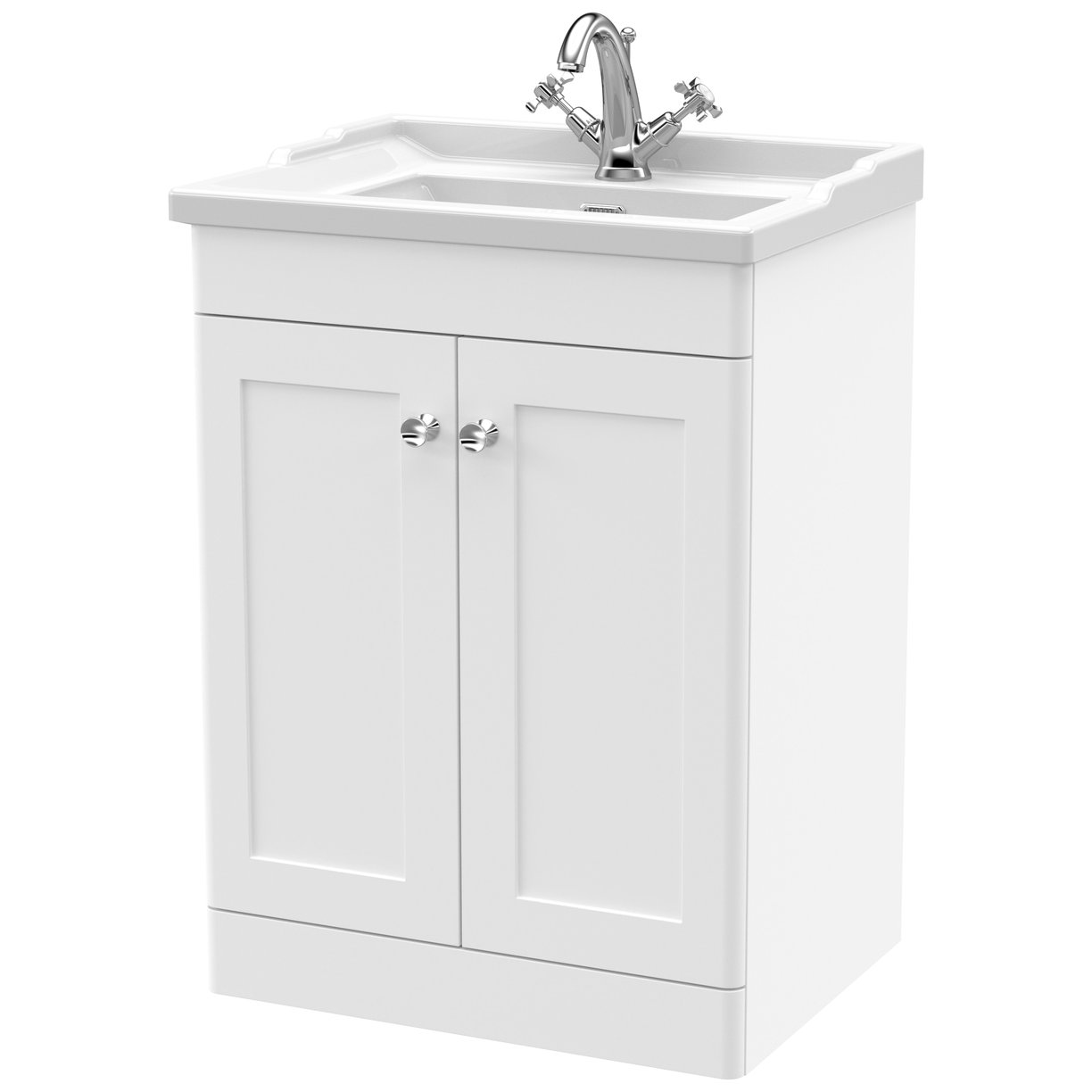 Classique 600mm Floor Standing 2-Door Vanity Unit & Ceramic Basin