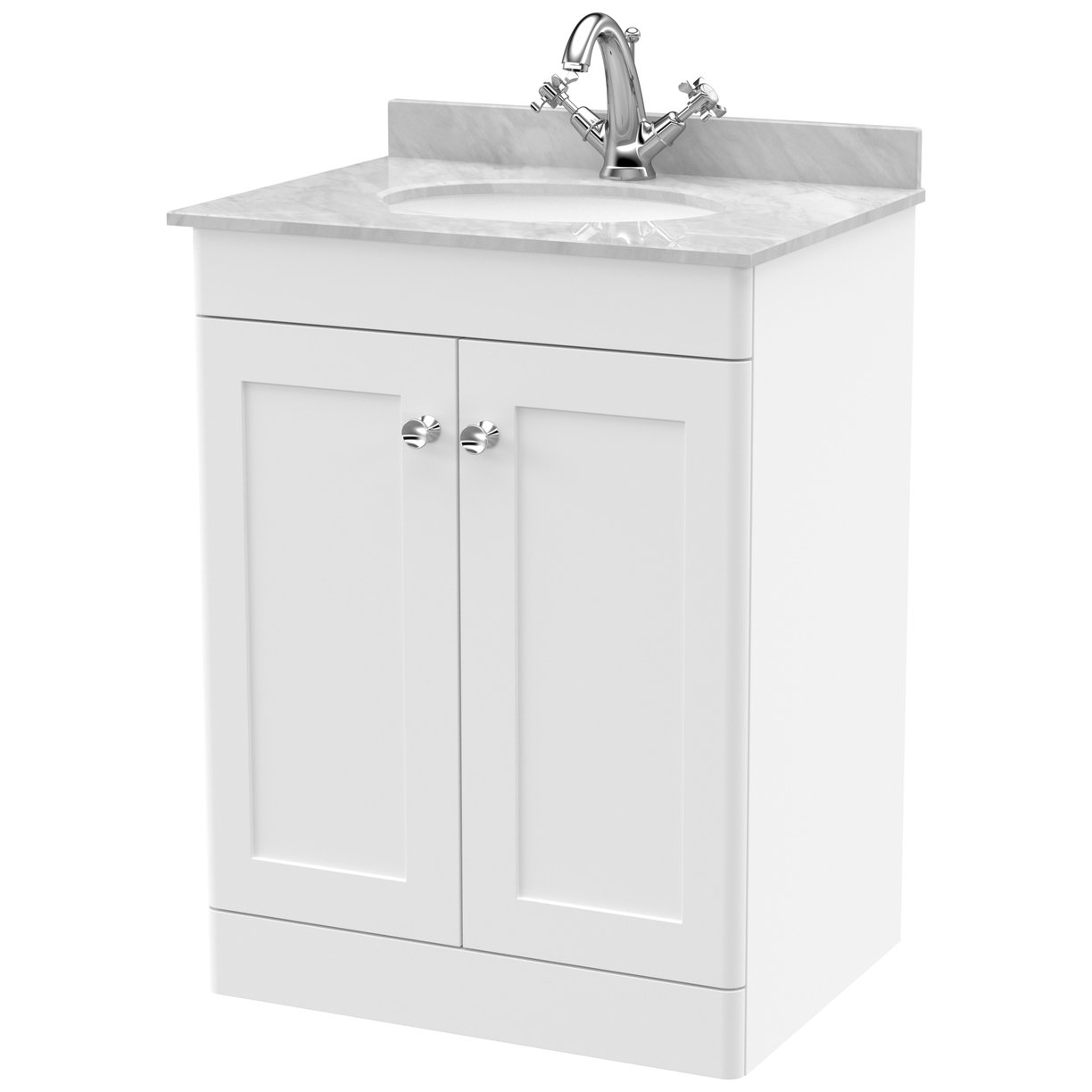 Classique 600mm Floor Standing 2-Door Vanity Unit & Marble Top