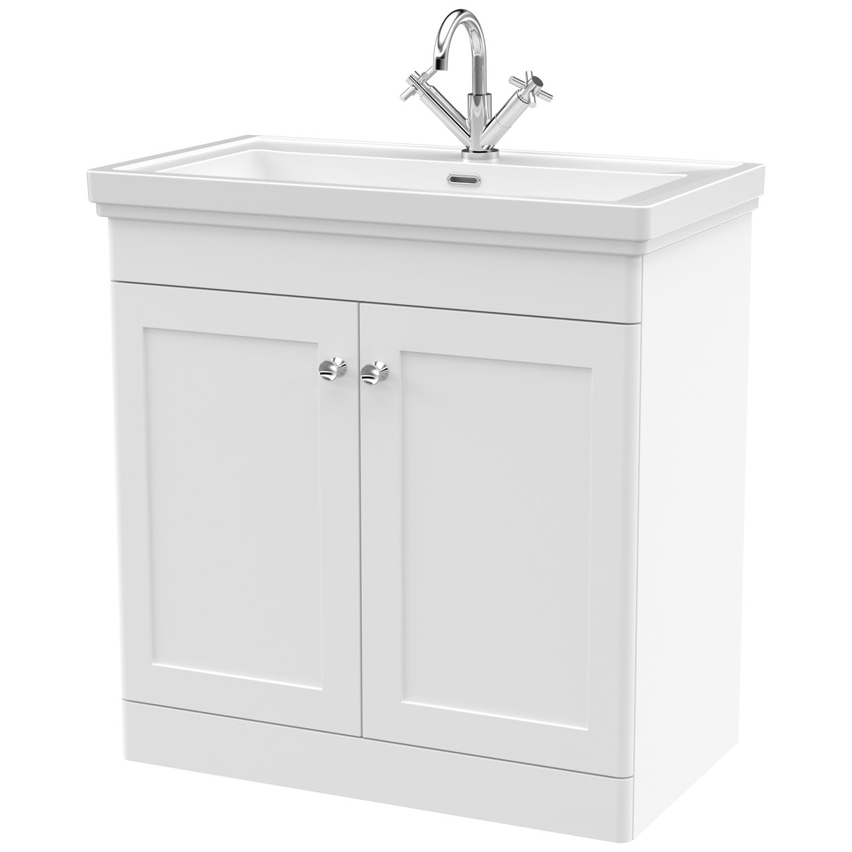 Classique 800mm Floor Standing 2-Door Vanity Unit & Ceramic Basin