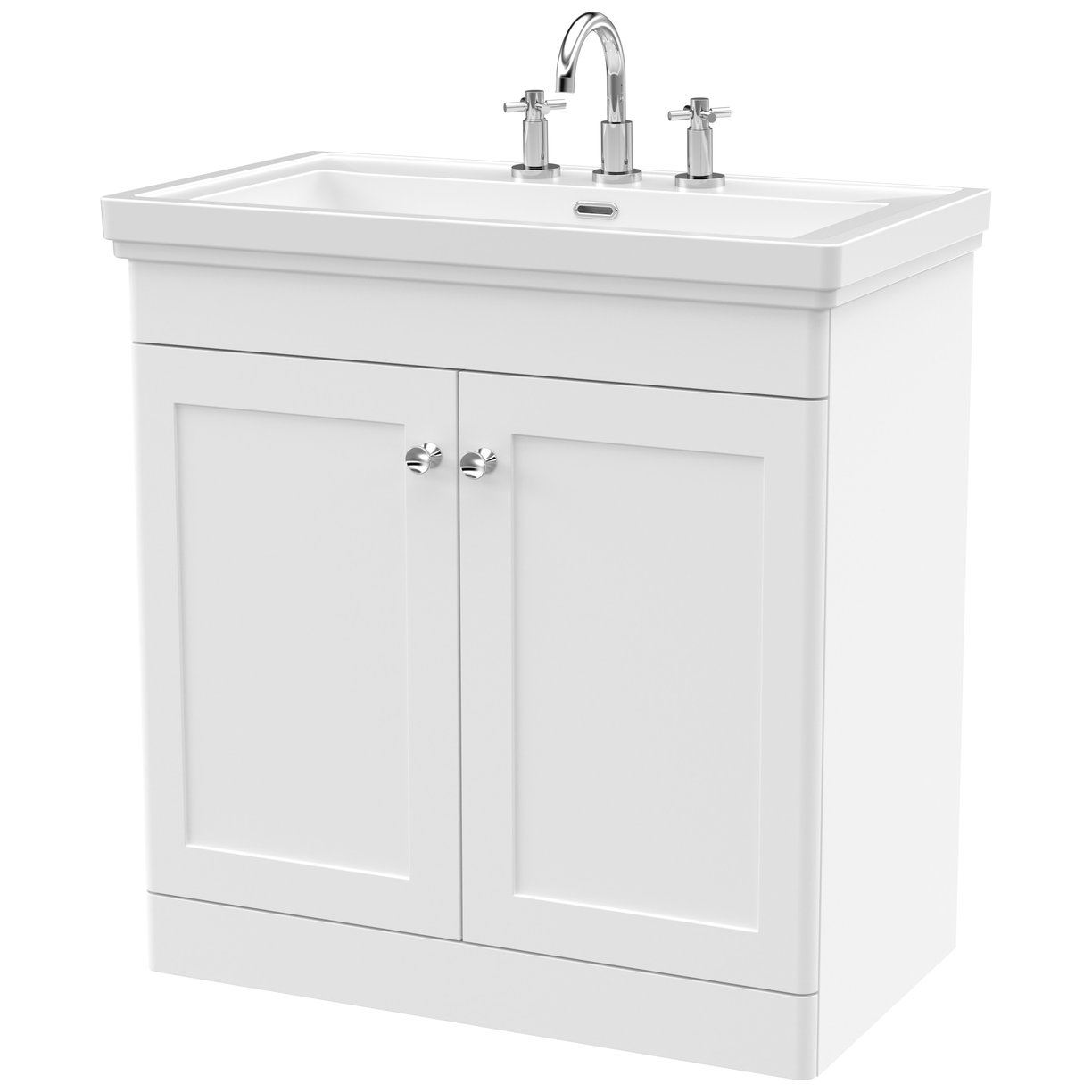 Classique 800mm Floor Standing 2-Door Vanity Unit & Ceramic Basin (3 Tap Hole)