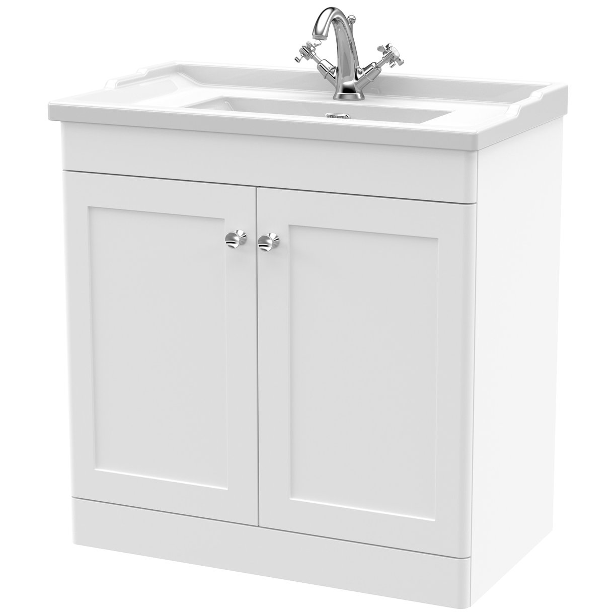 Classique 800mm Floor Standing 2-Door Vanity Unit & Ceramic Basin