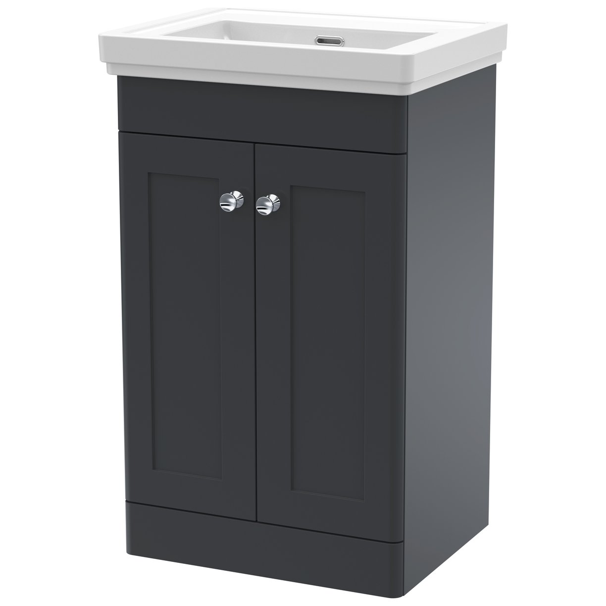 Classique 500mm Floor Standing 2-Door Vanity Unit & Ceramic Basin (No Tap Hole)