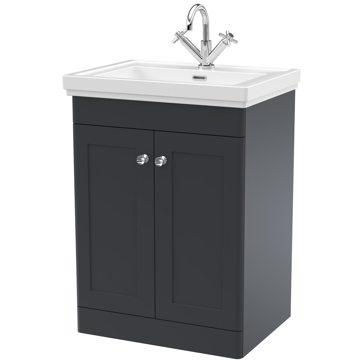 Classique 600mm Floor Standing 2-Door Vanity Unit & Ceramic Basin