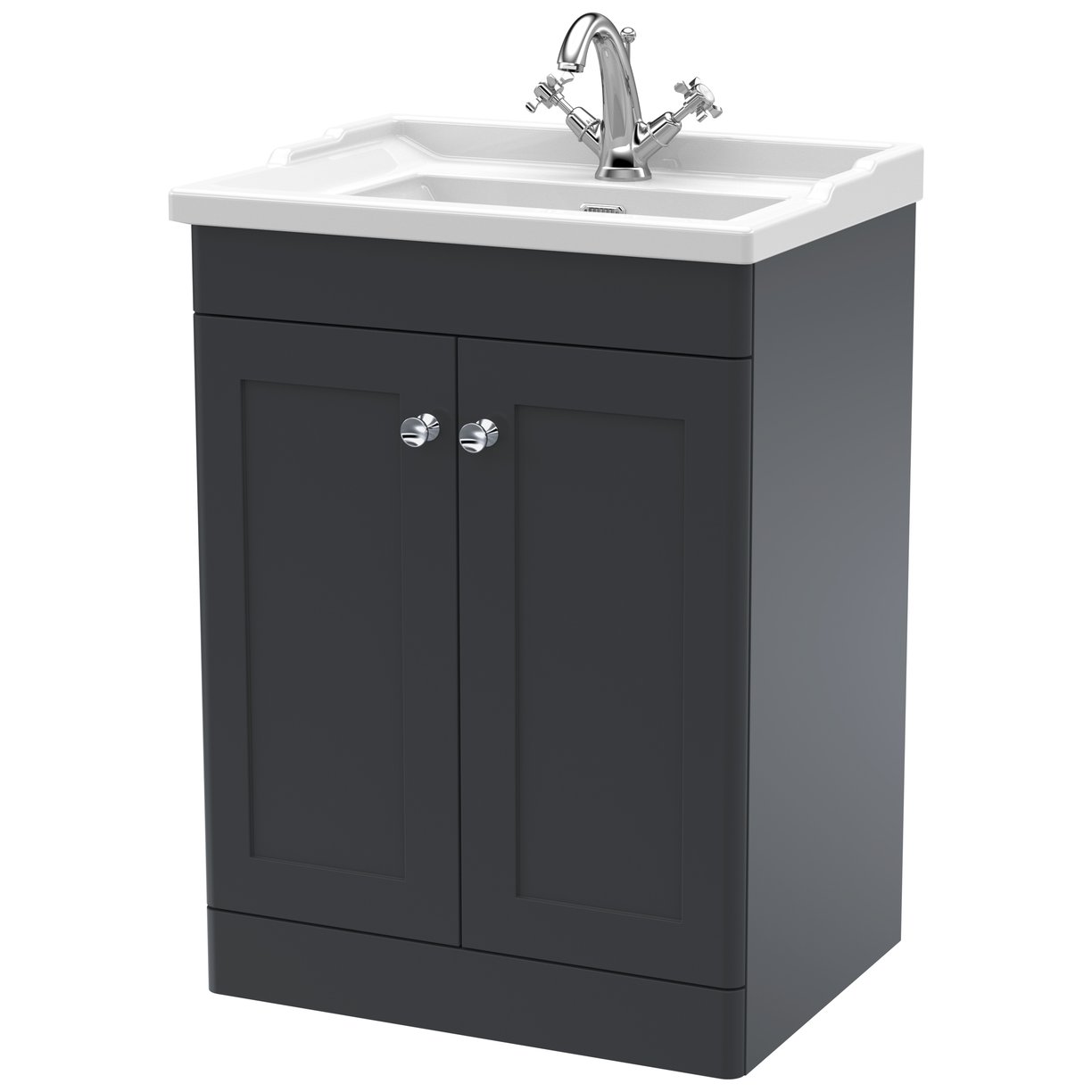 Classique 600mm Floor Standing 2-Door Vanity Unit & Ceramic Basin