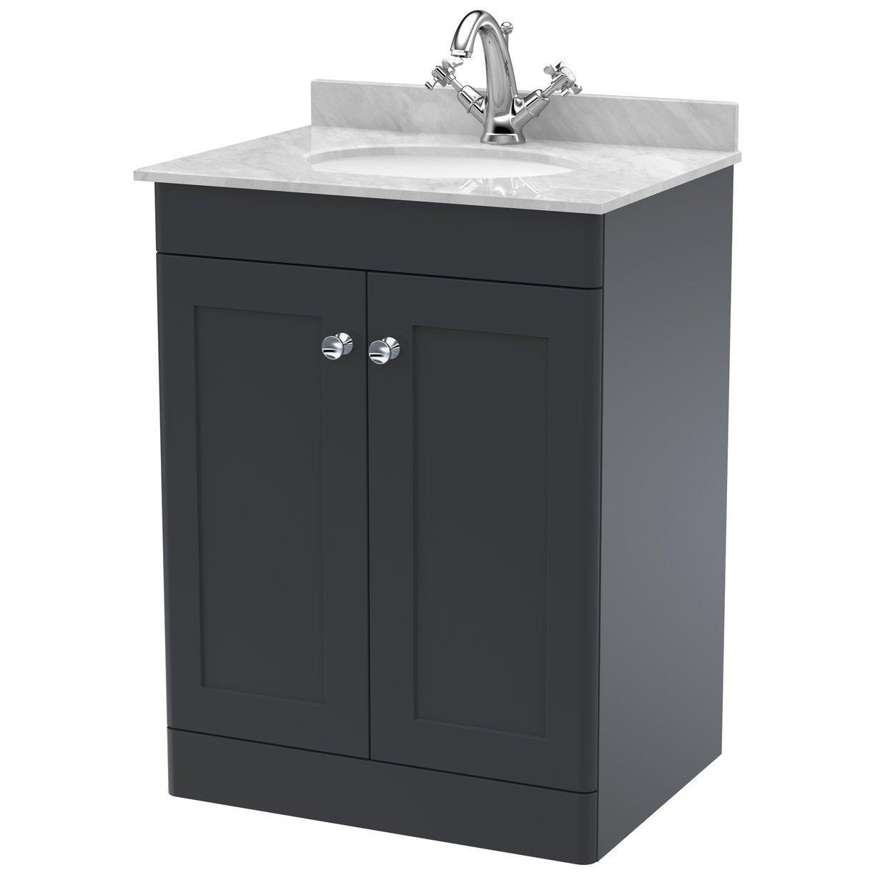 Classique 600mm Floor Standing 2-Door Vanity Unit & Marble Top