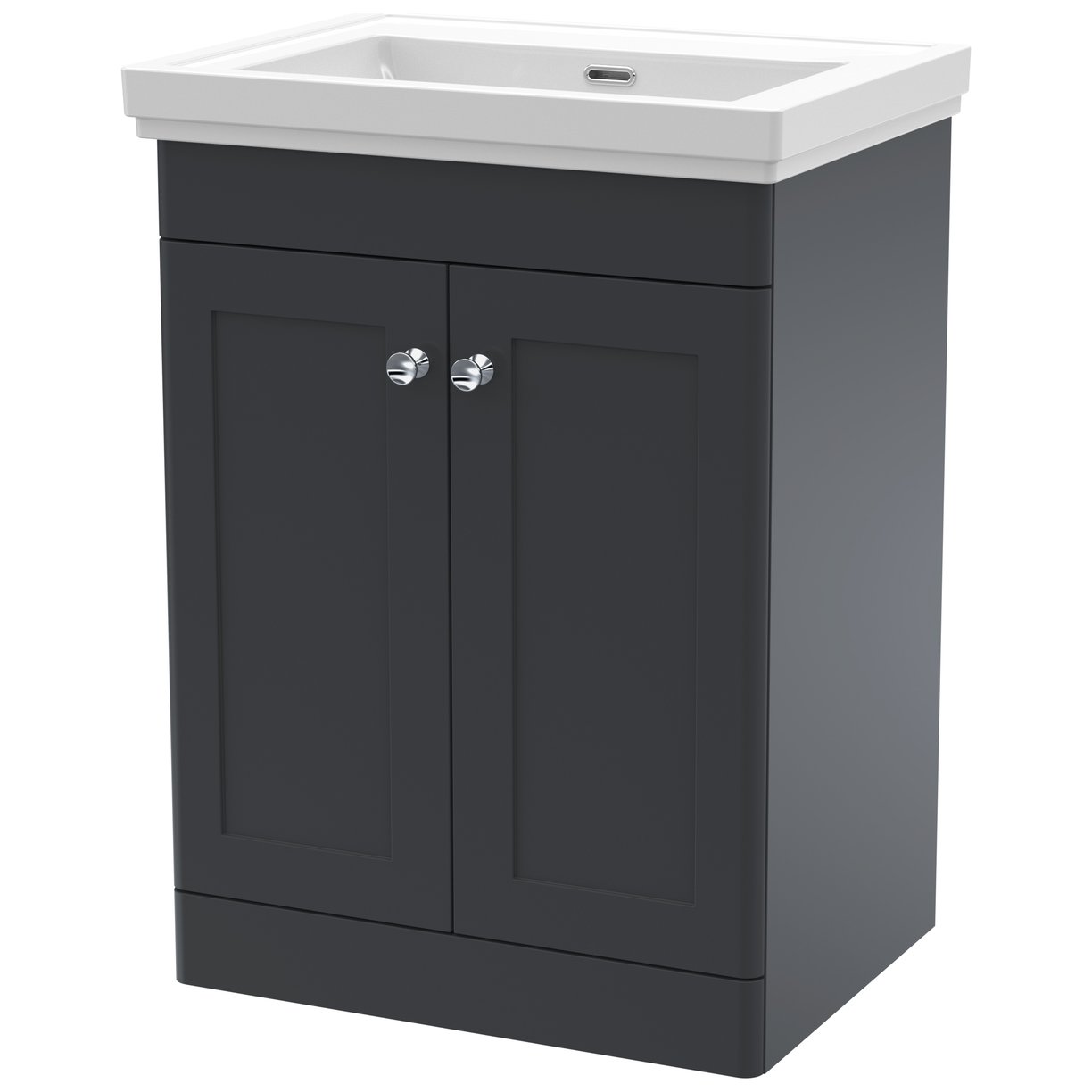 Classique 600mm Floor Standing 2-Door Vanity Unit & Ceramic Basin (No Tap Hole)