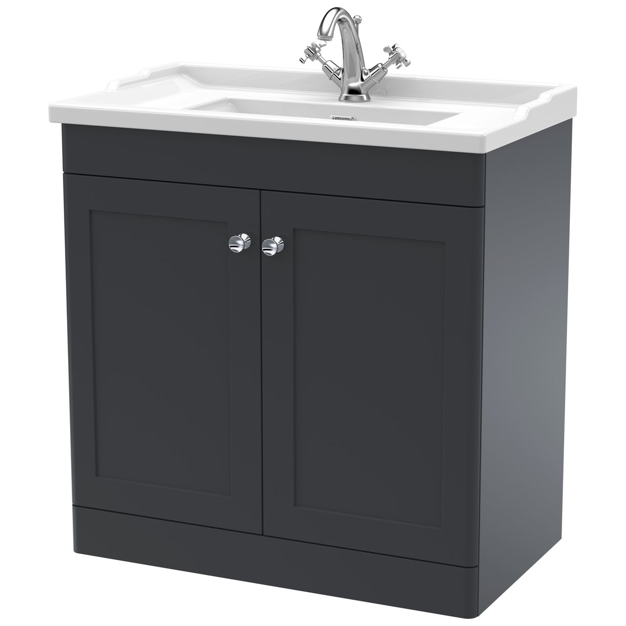 Classique 800mm Floor Standing 2-Door Vanity Unit & Ceramic Basin