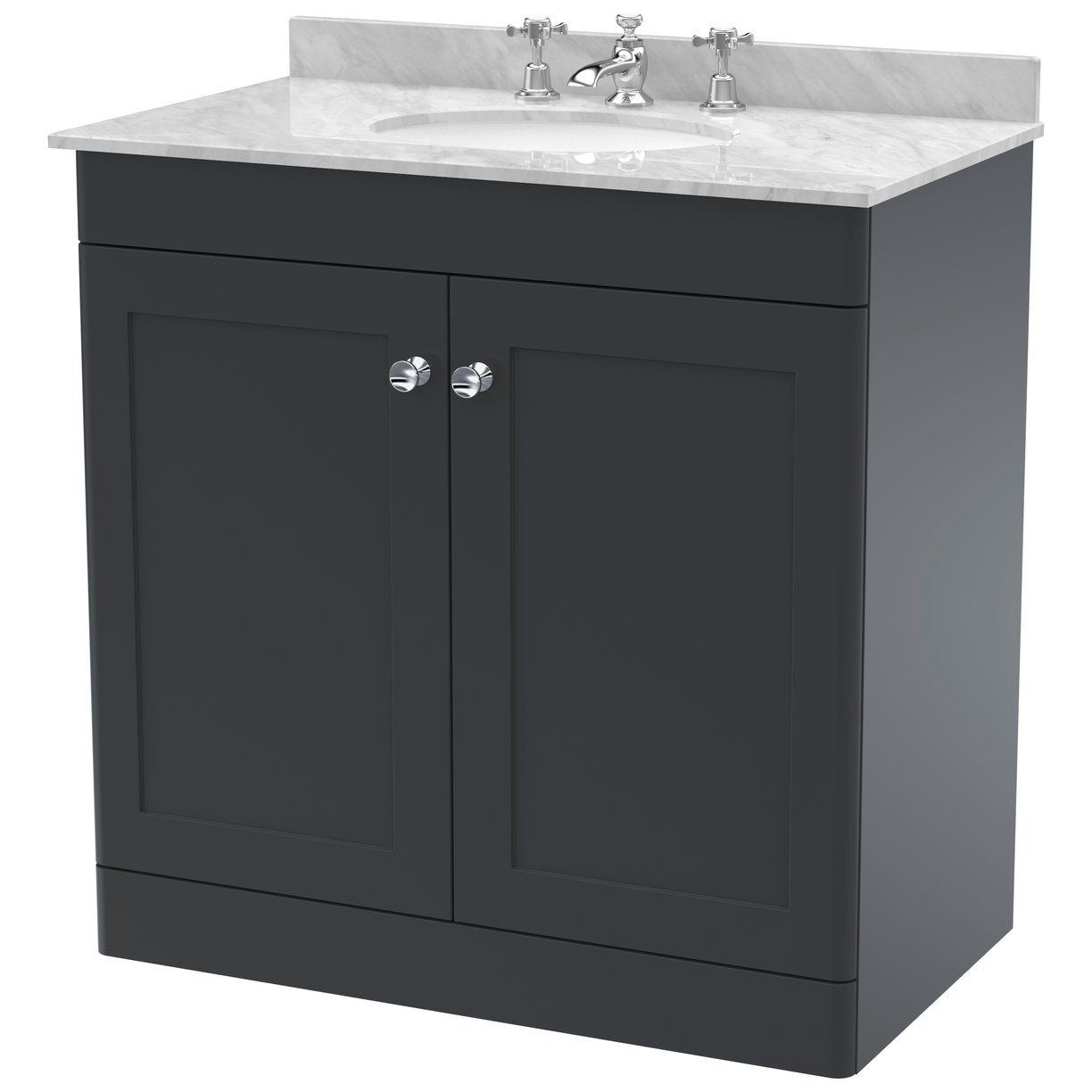 Classique 800mm Floor Standing 2-Door Vanity Unit & Marble Top (3 Tap Hole)