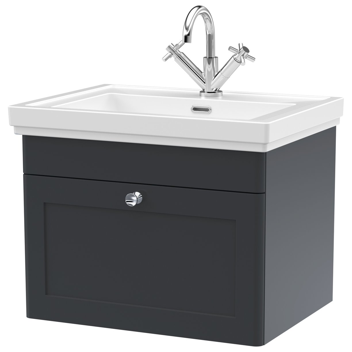 Classique 600mm Wall Hung 1-Drawer Vanity Unit & Ceramic Basin