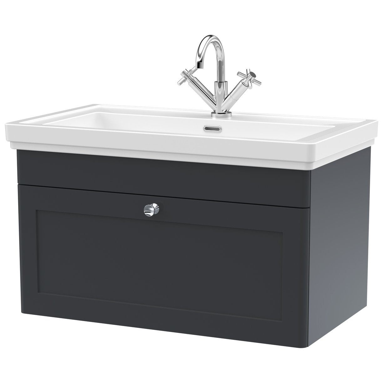 Classique 800mm Wall Hung 1-Drawer Vanity Unit & Ceramic Basin