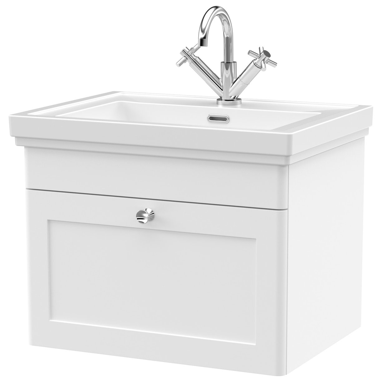 Classique 600mm Wall Hung 1-Drawer Vanity Unit & Ceramic Basin