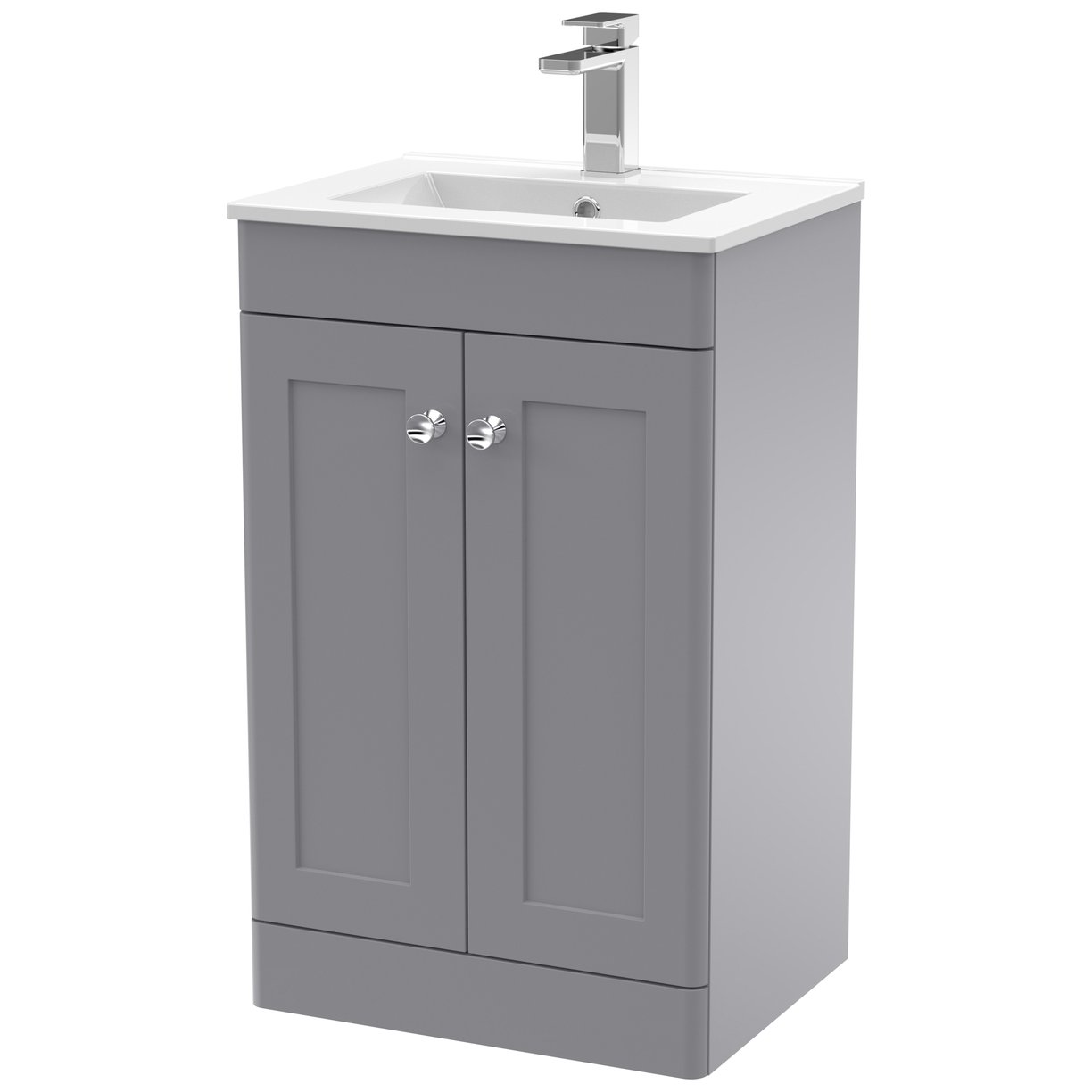 Classique 500mm Floor Standing 2-Door Vanity Unit & Minimalist Ceramic Basin