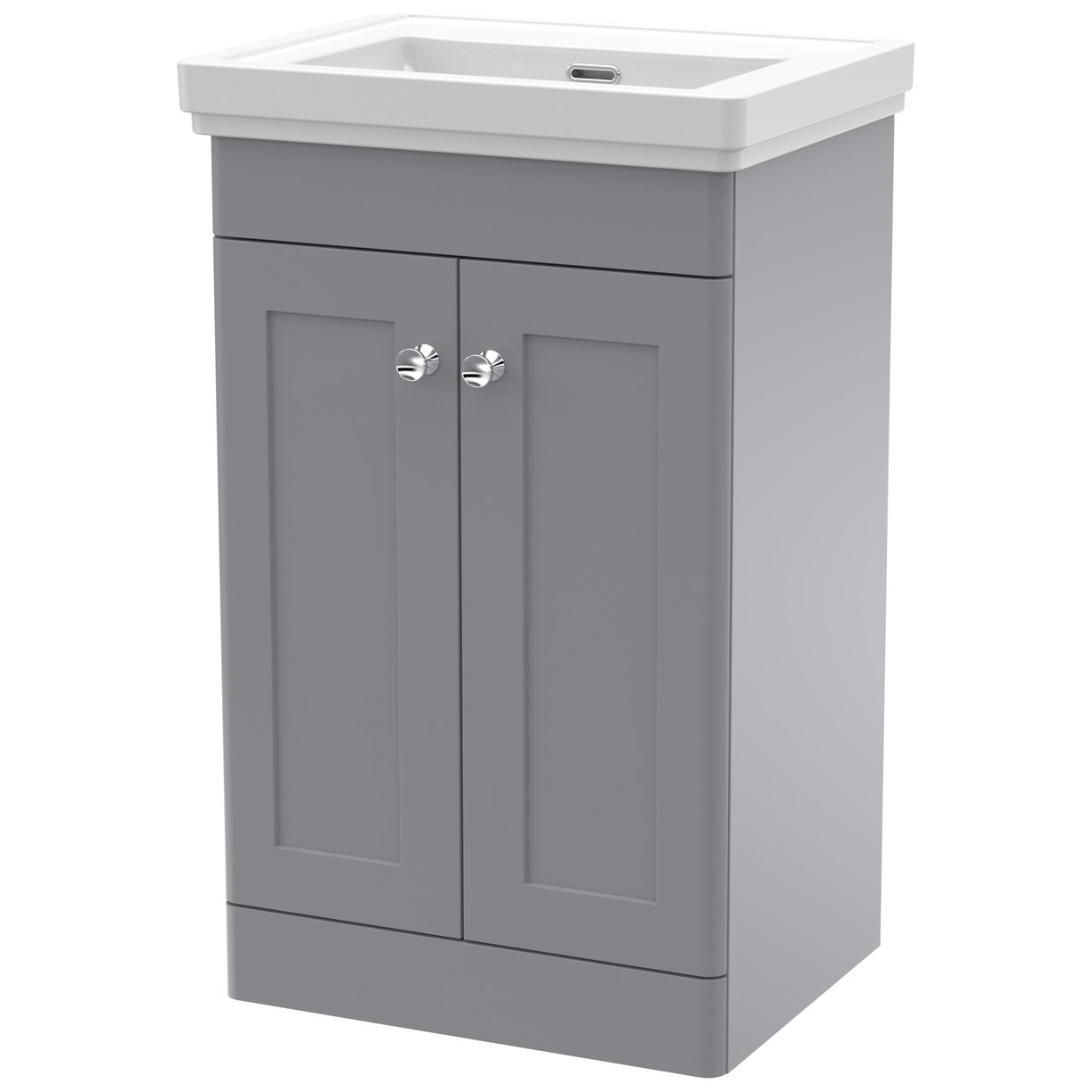 Classique 500mm Floor Standing 2-Door Vanity Unit & Ceramic Basin (No Tap Hole)