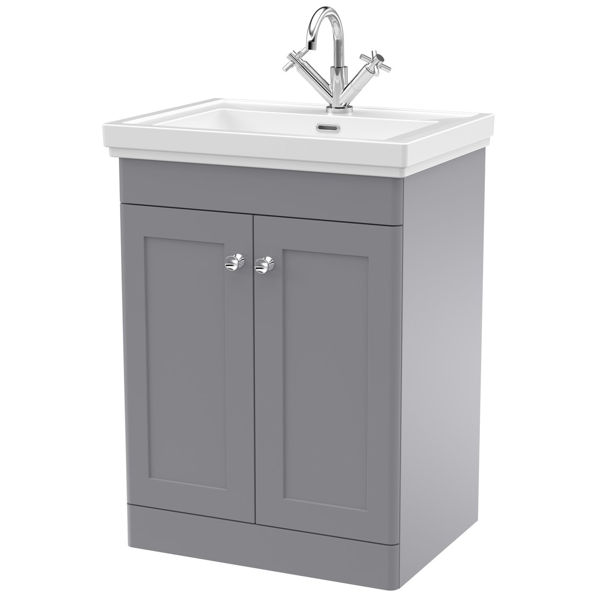 Classique 600mm Floor Standing 2-Door Vanity Unit & Ceramic Basin