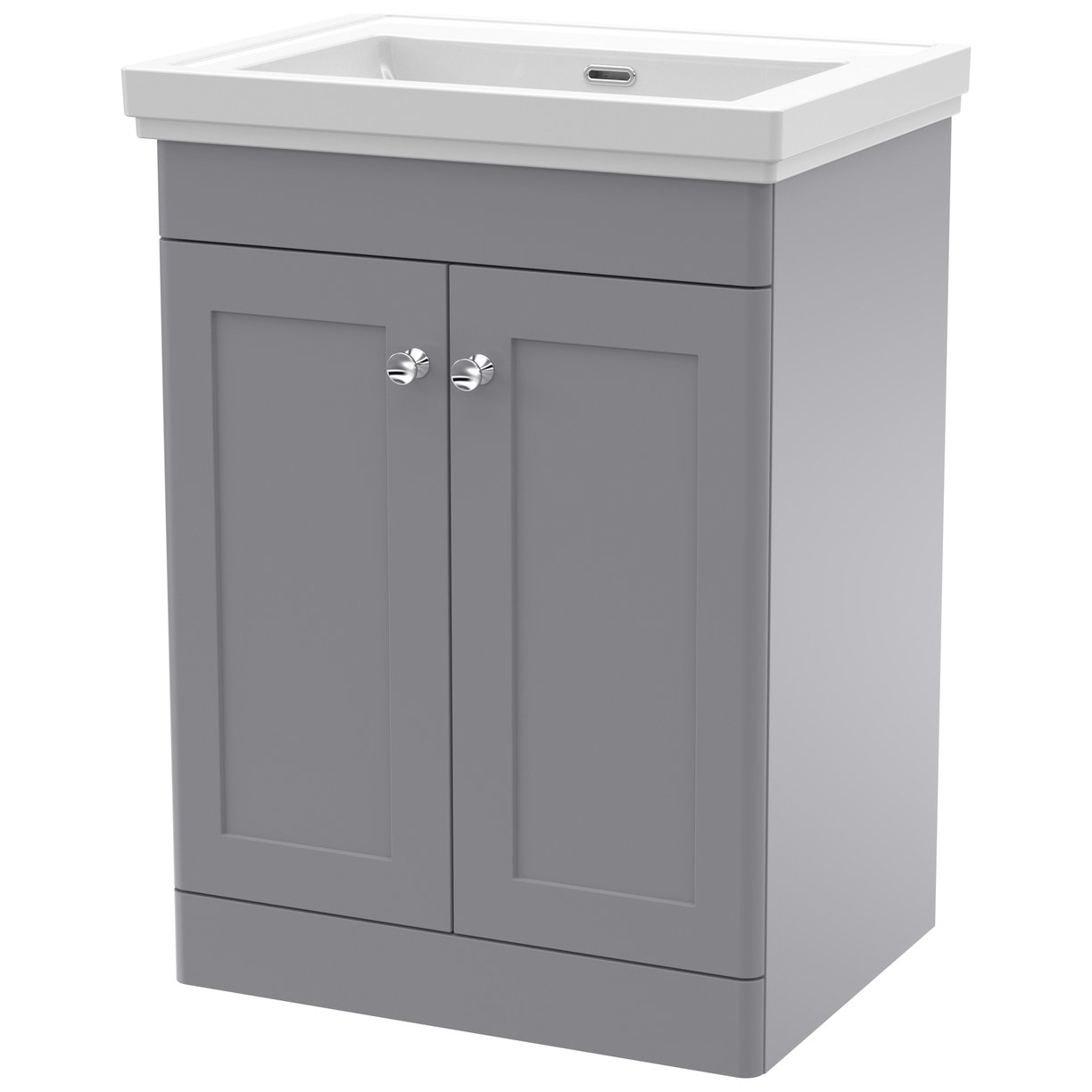 Classique 600mm Floor Standing 2-Door Vanity Unit & Ceramic Basin (No Tap Hole)