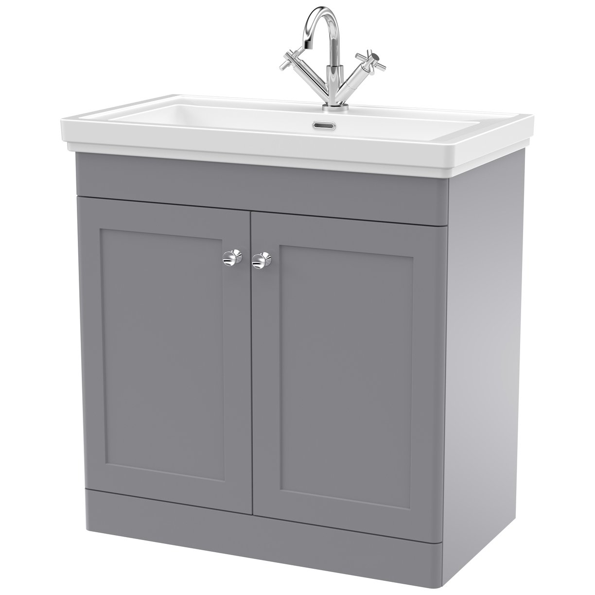 Classique 800mm Floor Standing 2-Door Vanity Unit & Ceramic Basin