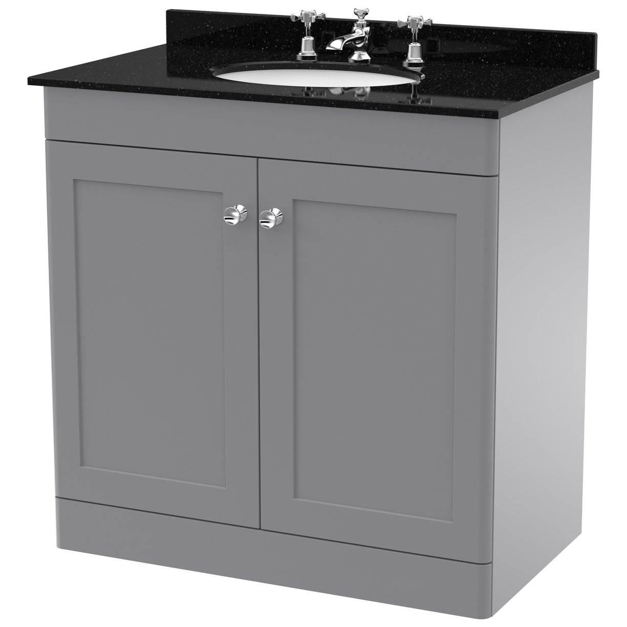 Classique 800mm Floor Standing 2-Door Vanity Unit & Marble Top (3 Tap Hole)