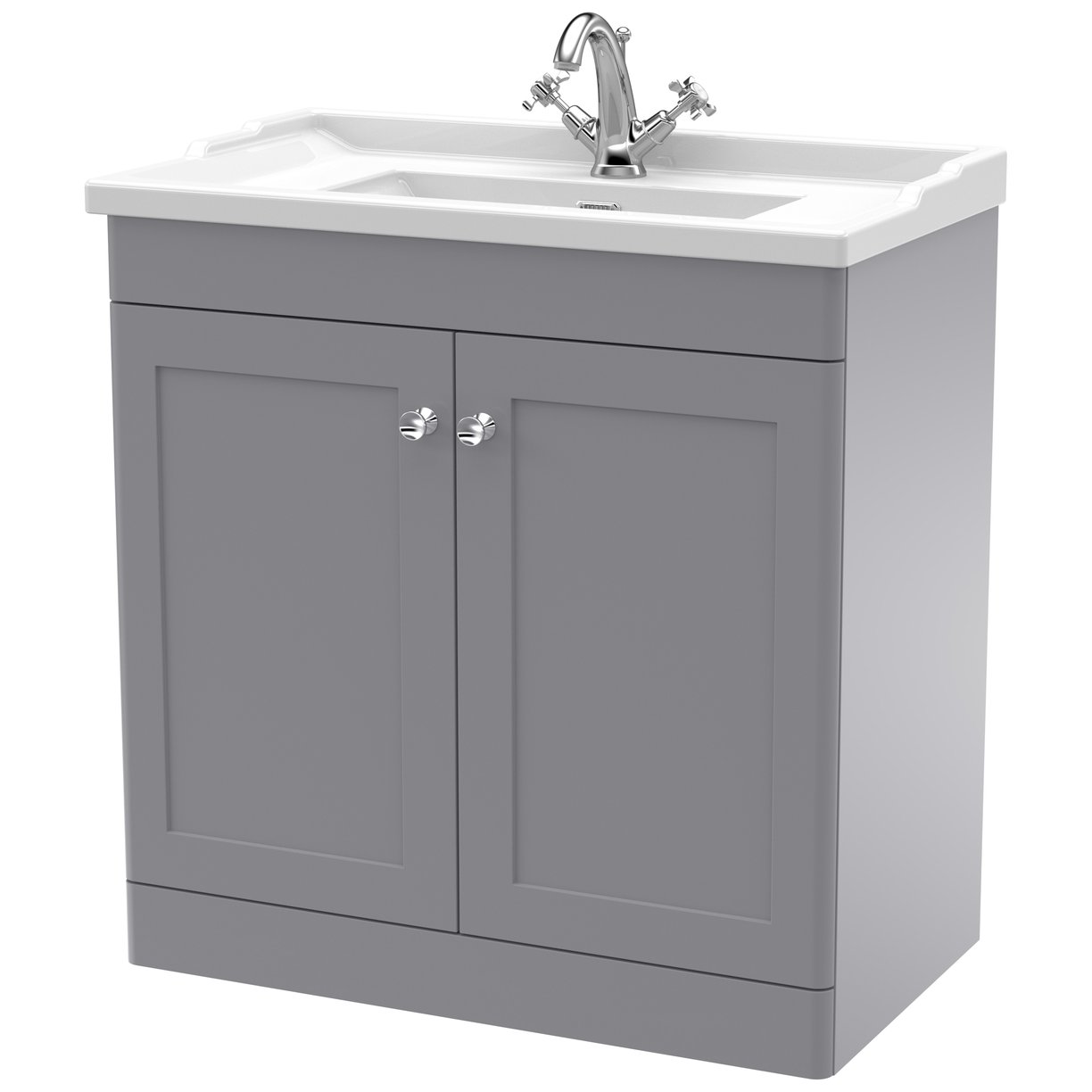 Classique 800mm Floor Standing 2-Door Vanity Unit & Ceramic Basin
