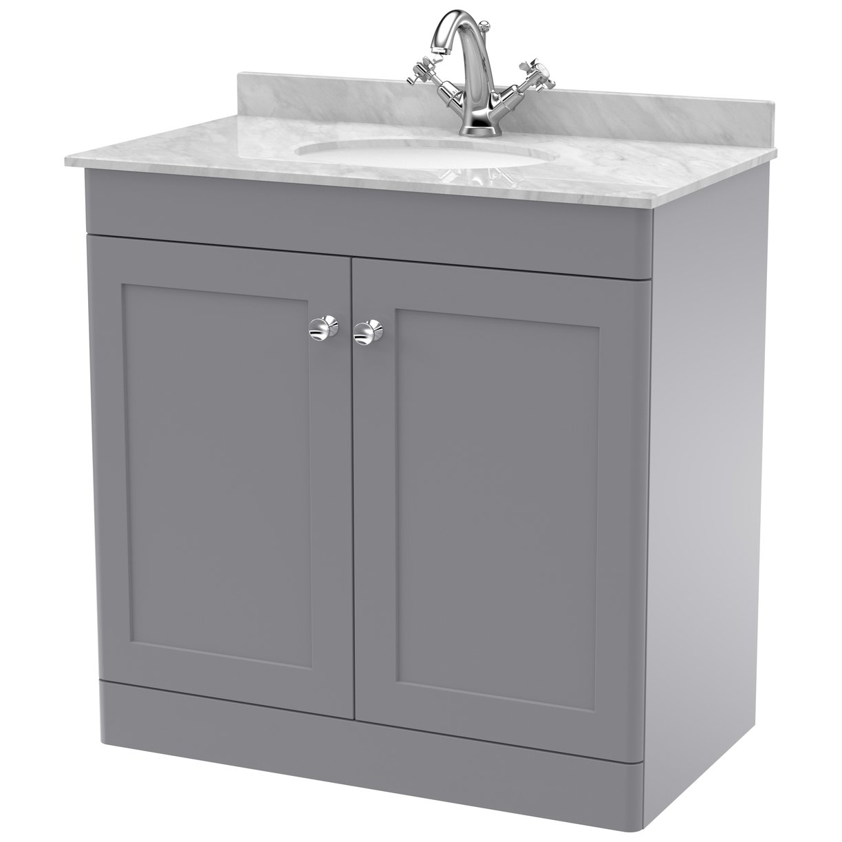 Classique 800mm Floor Standing 2-Door Vanity Unit & Marble Top