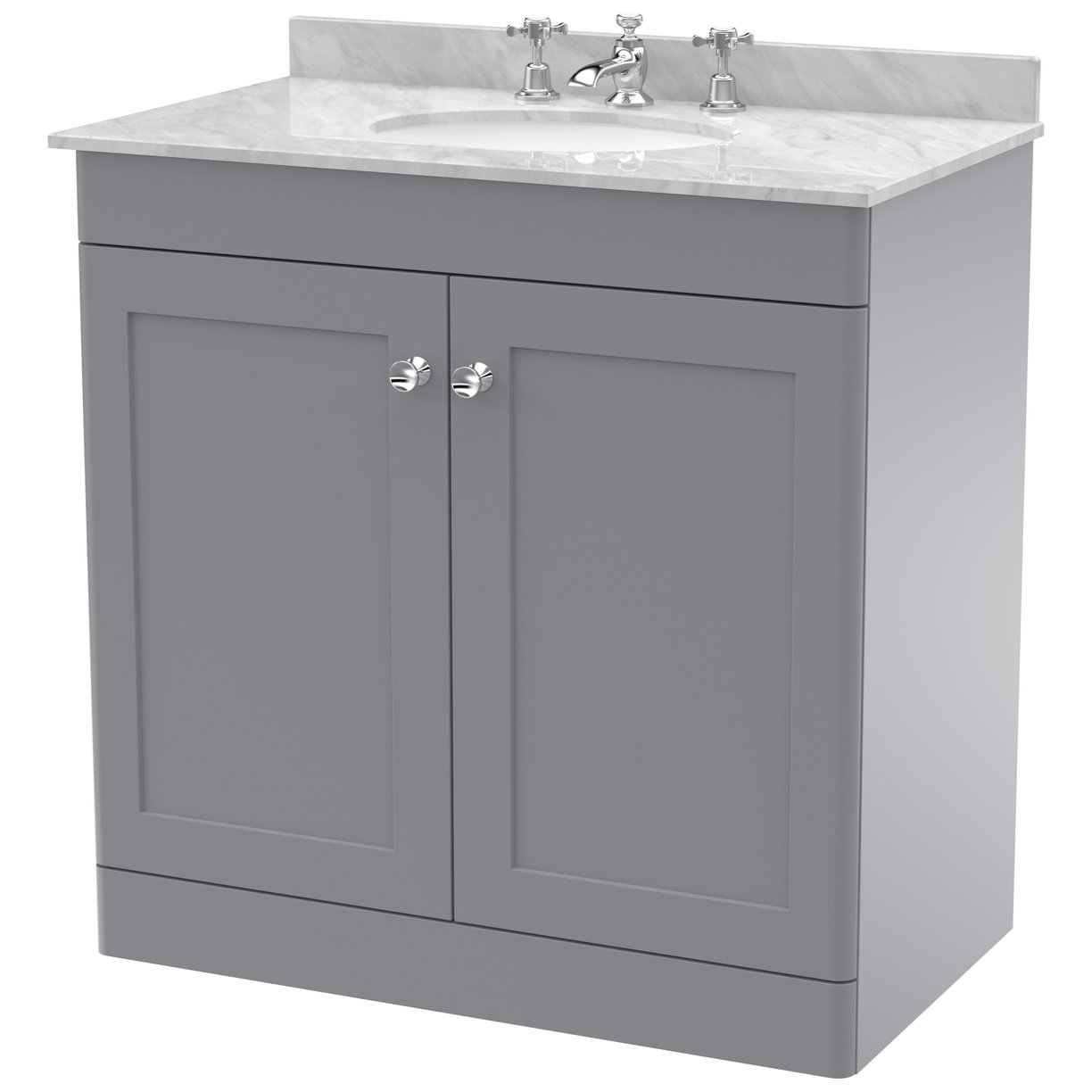Classique 800mm Floor Standing 2-Door Vanity Unit & Marble Top (3 Tap Hole)