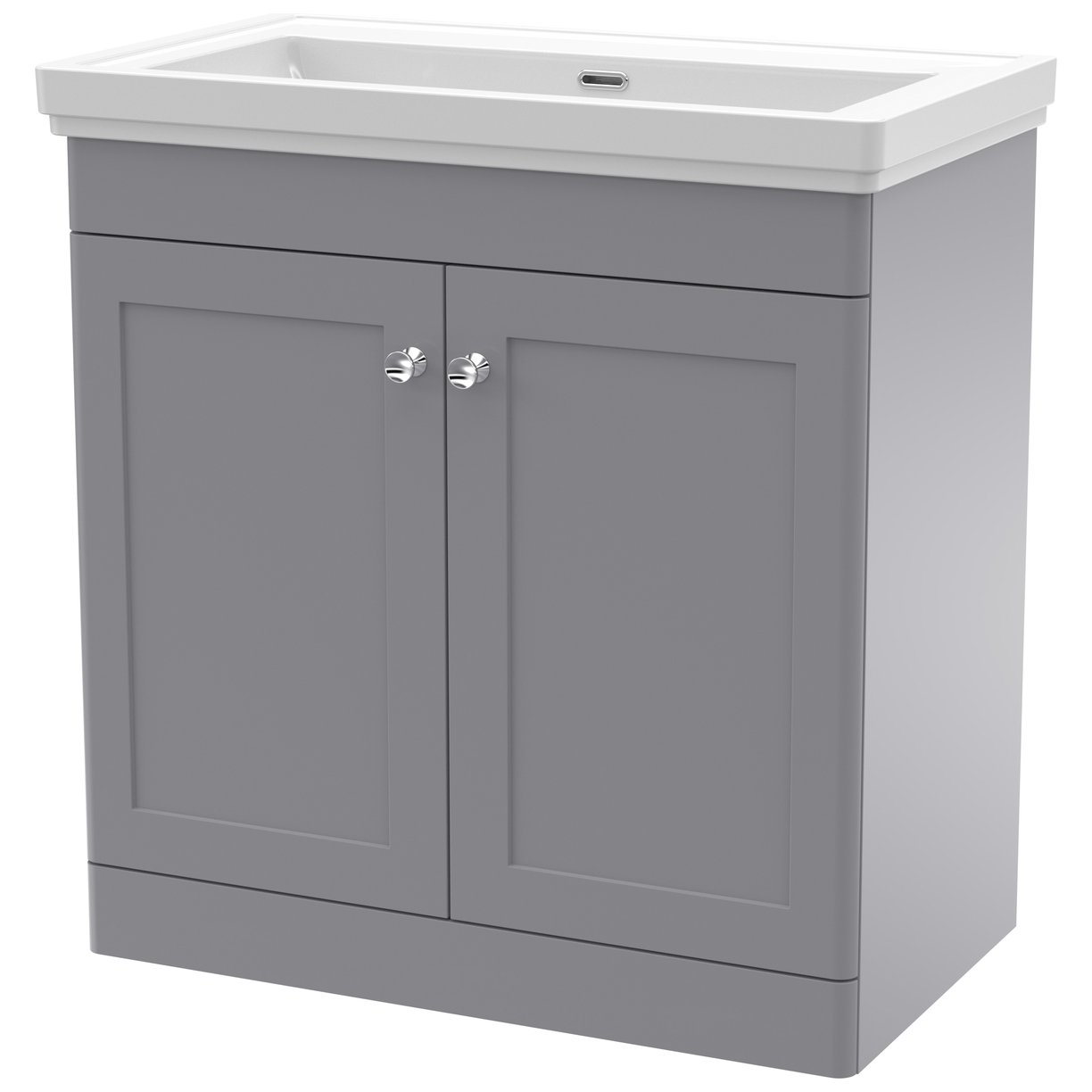 Classique 800mm Floor Standing 2-Door Vanity Unit & Ceramic Basin (No Tap Hole)