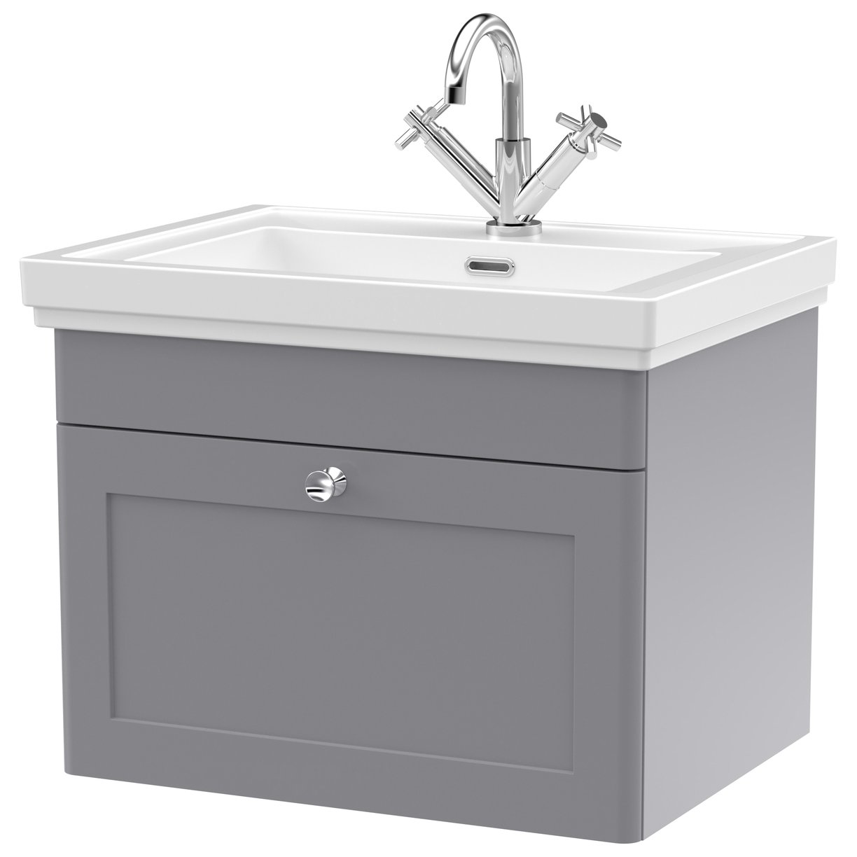 Classique 600mm Wall Hung 1-Drawer Vanity Unit & Ceramic Basin