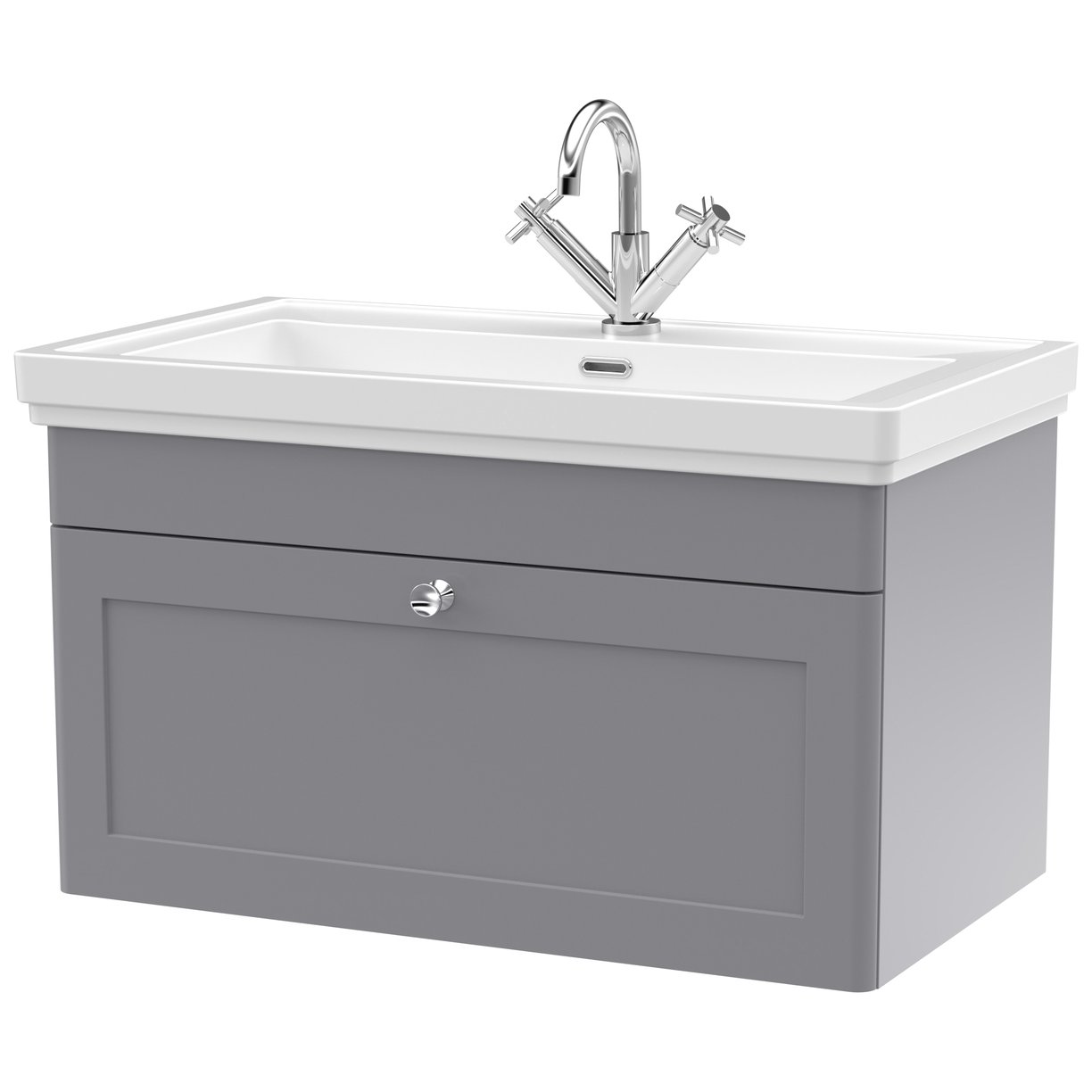Classique 800mm Wall Hung 1-Drawer Vanity Unit & Ceramic Basin