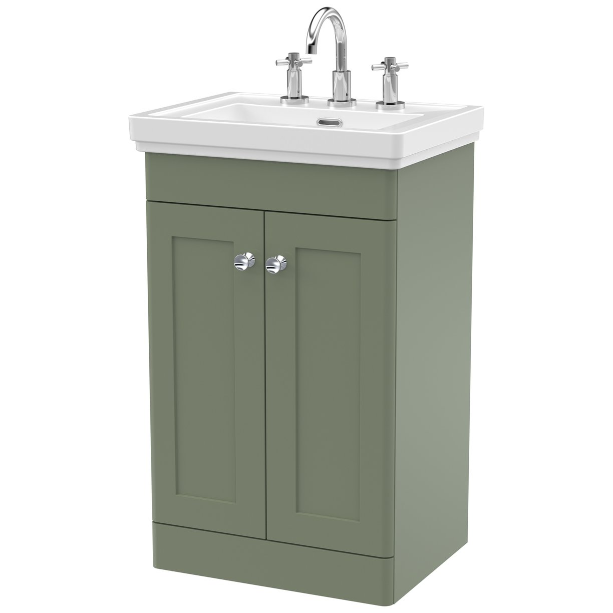 Classique 500mm Floor Standing 2-Door Vanity Unit & Ceramic Basin (3 Tap Hole)