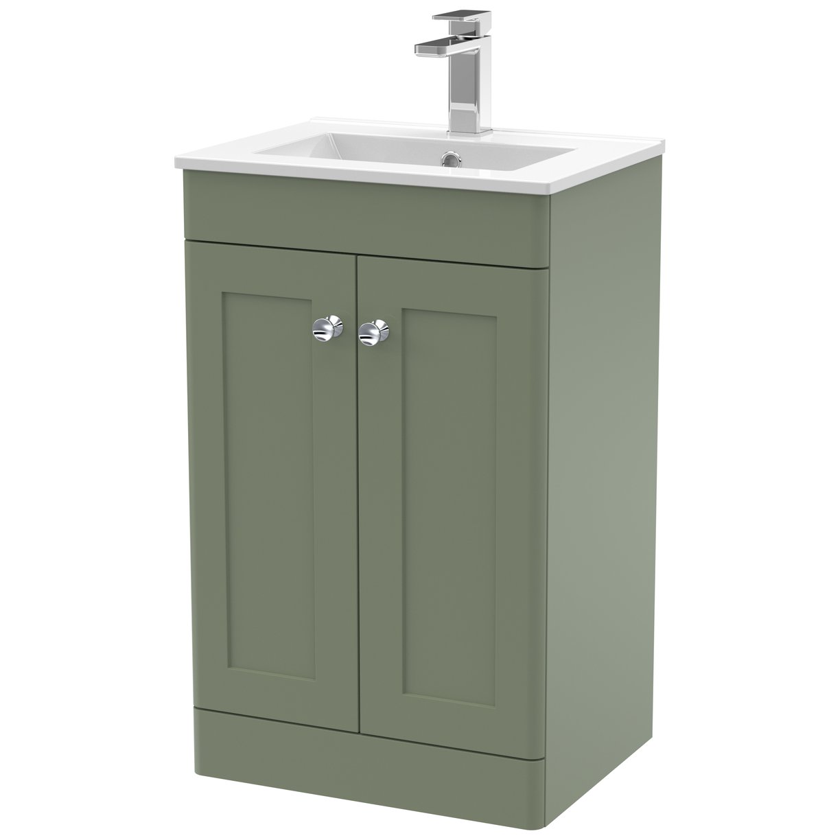 Classique 500mm Floor Standing 2-Door Vanity Unit & Minimalist Ceramic Basin