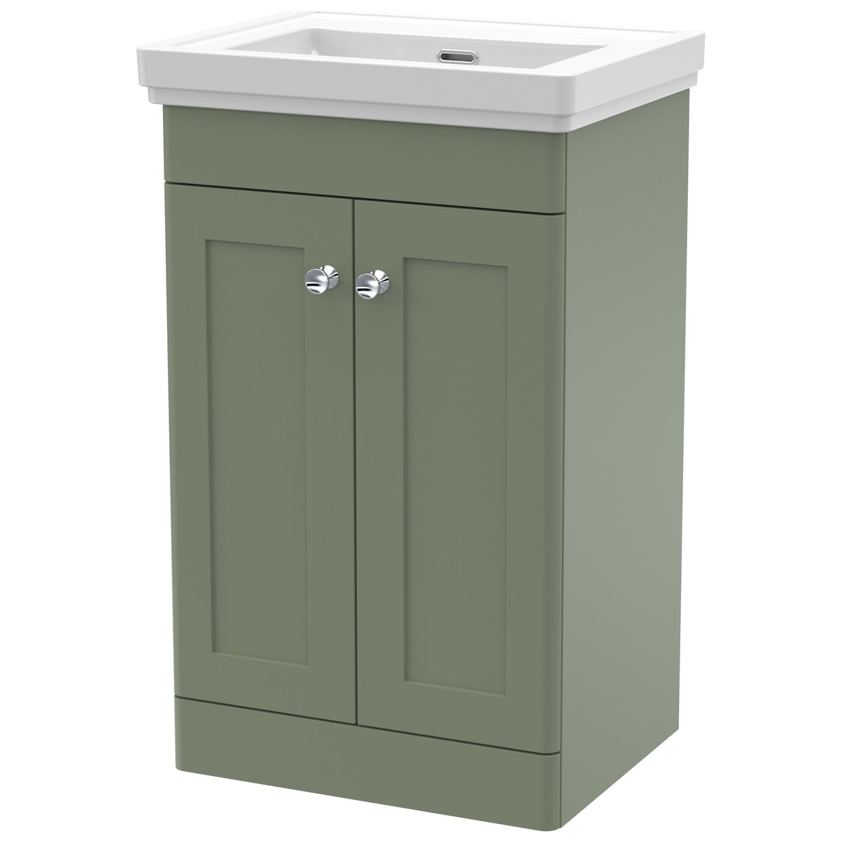 Classique 500mm Floor Standing 2-Door Vanity Unit & Ceramic Basin (No Tap Hole)