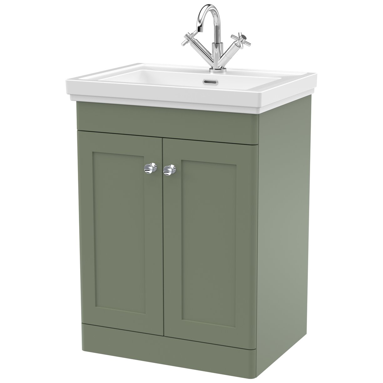 Classique 600mm Floor Standing 2-Door Vanity Unit & Ceramic Basin